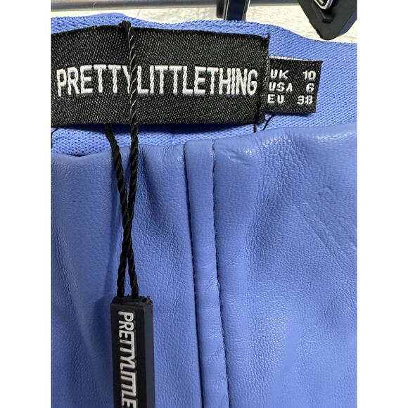 Pretty Little Thing Pants Womens‎ Size 6 Faux Leather Cornflower Blue - Picture 5 of 11